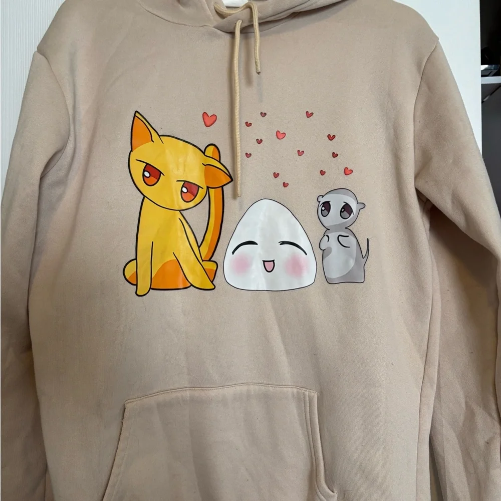 Fruits Basket Hoody Beige Cute Cat & Friends Graphic Hoodie - Beige